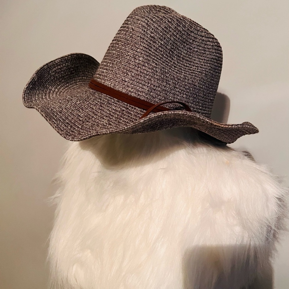 NWOT Brown Western Cowboy Hat with Textured Fabric and Curved Brim
